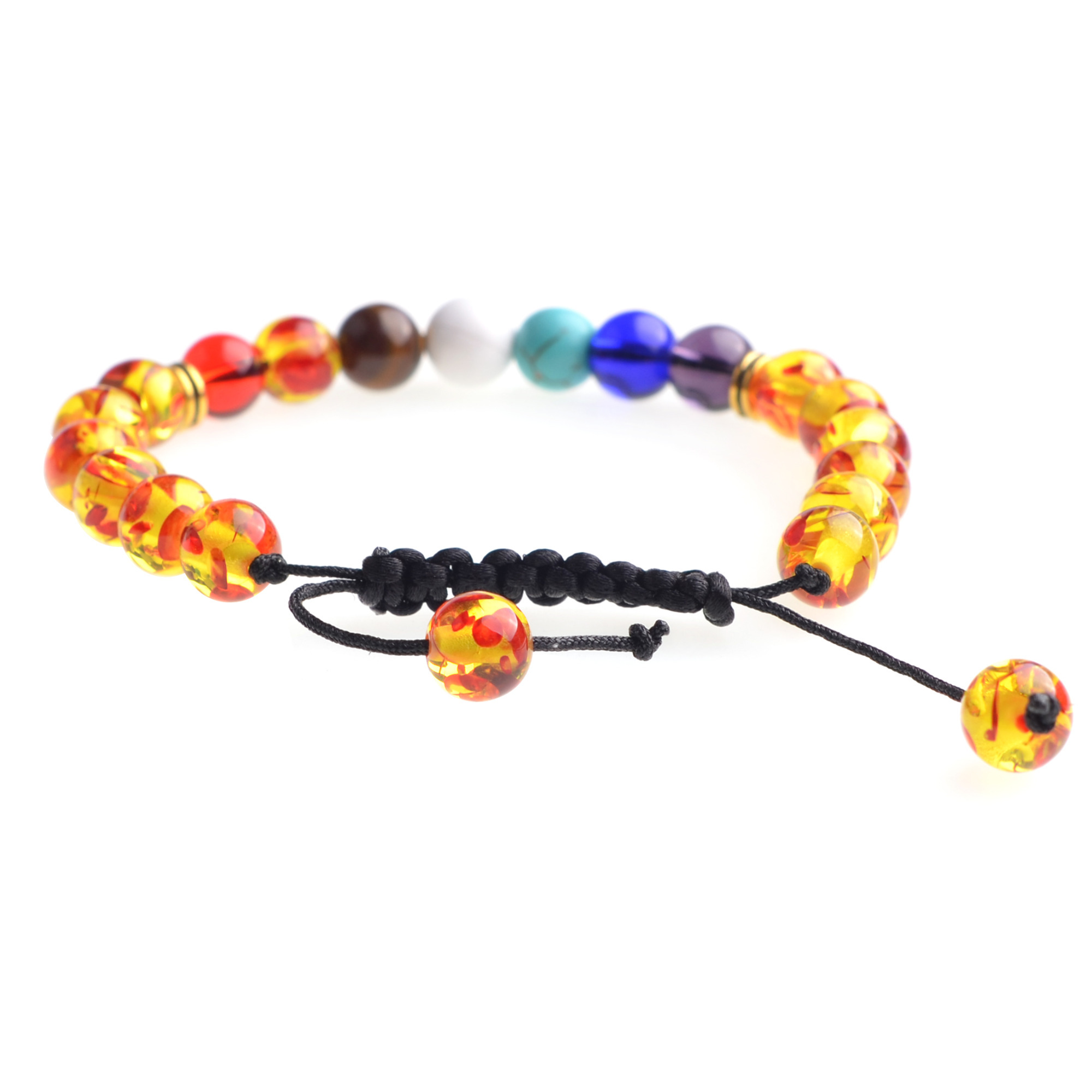 Natural Stone Agate Lava Stone 8mm Energy Volcanic Stone Couples Colorful Buddha Beads Hand String Bracelet Tide