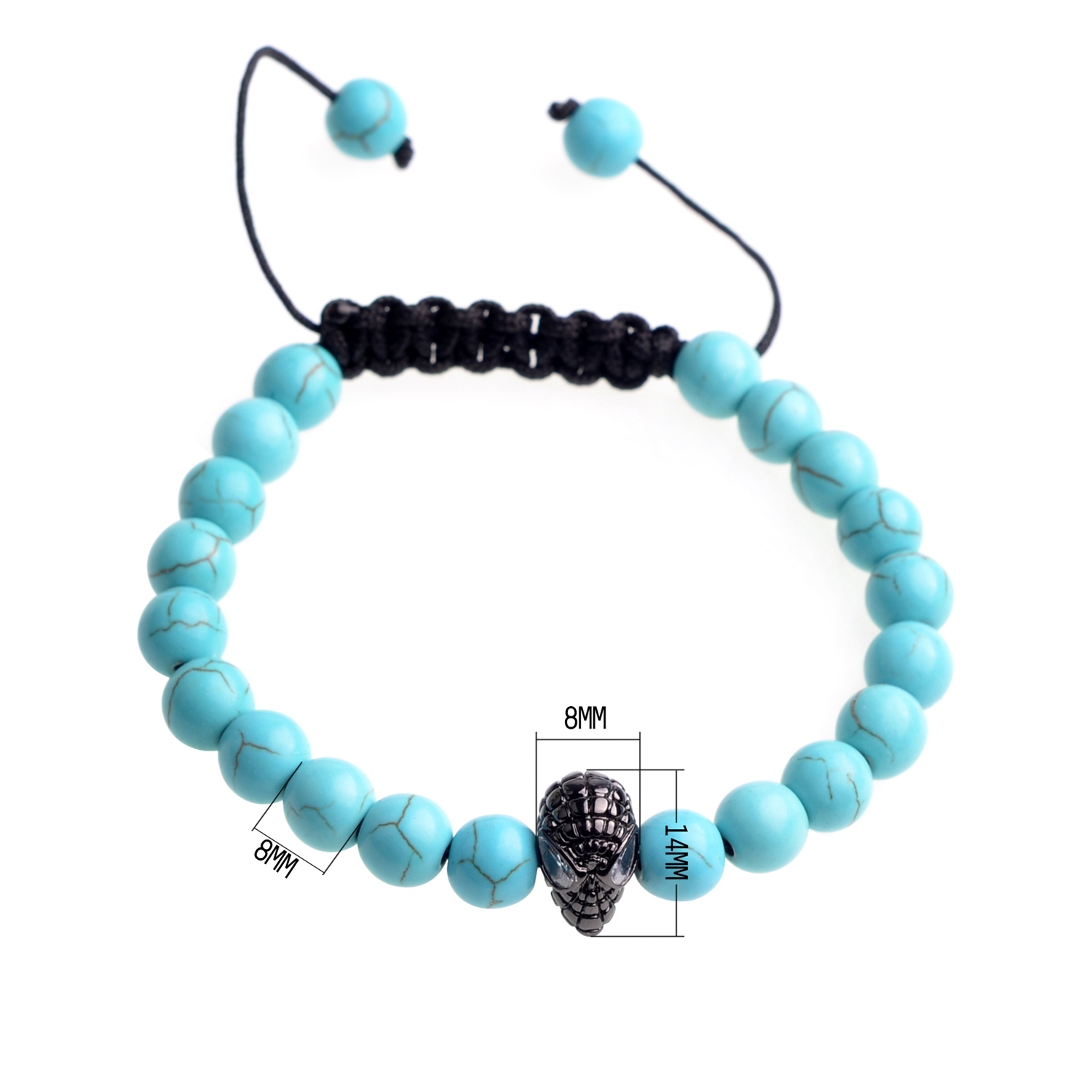 8MM Turquoise Black Alien Braided Bracelet