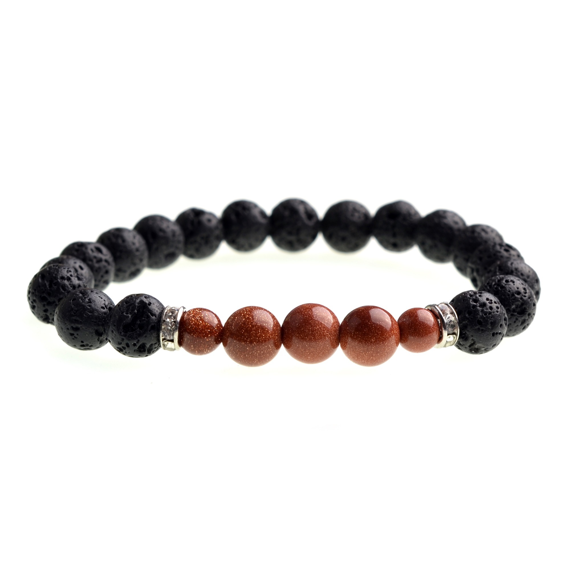 8MM &10MM	Lava Stone Beads Natural Stone Bracelet, Men Jewelry, Stretch Yoga Bracelet