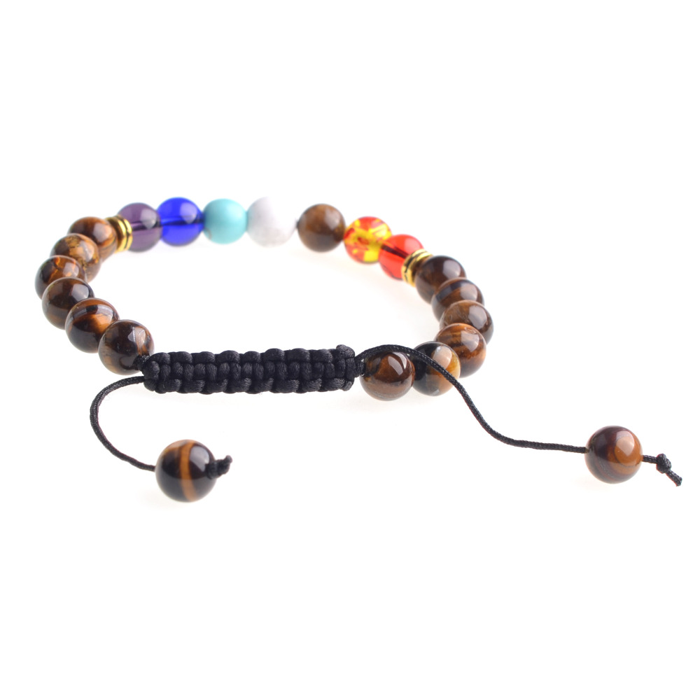 Natural Stone Agate Lava Stone 8mm Energy Volcanic Stone Couples Colorful Buddha Beads Hand String Bracelet Tide