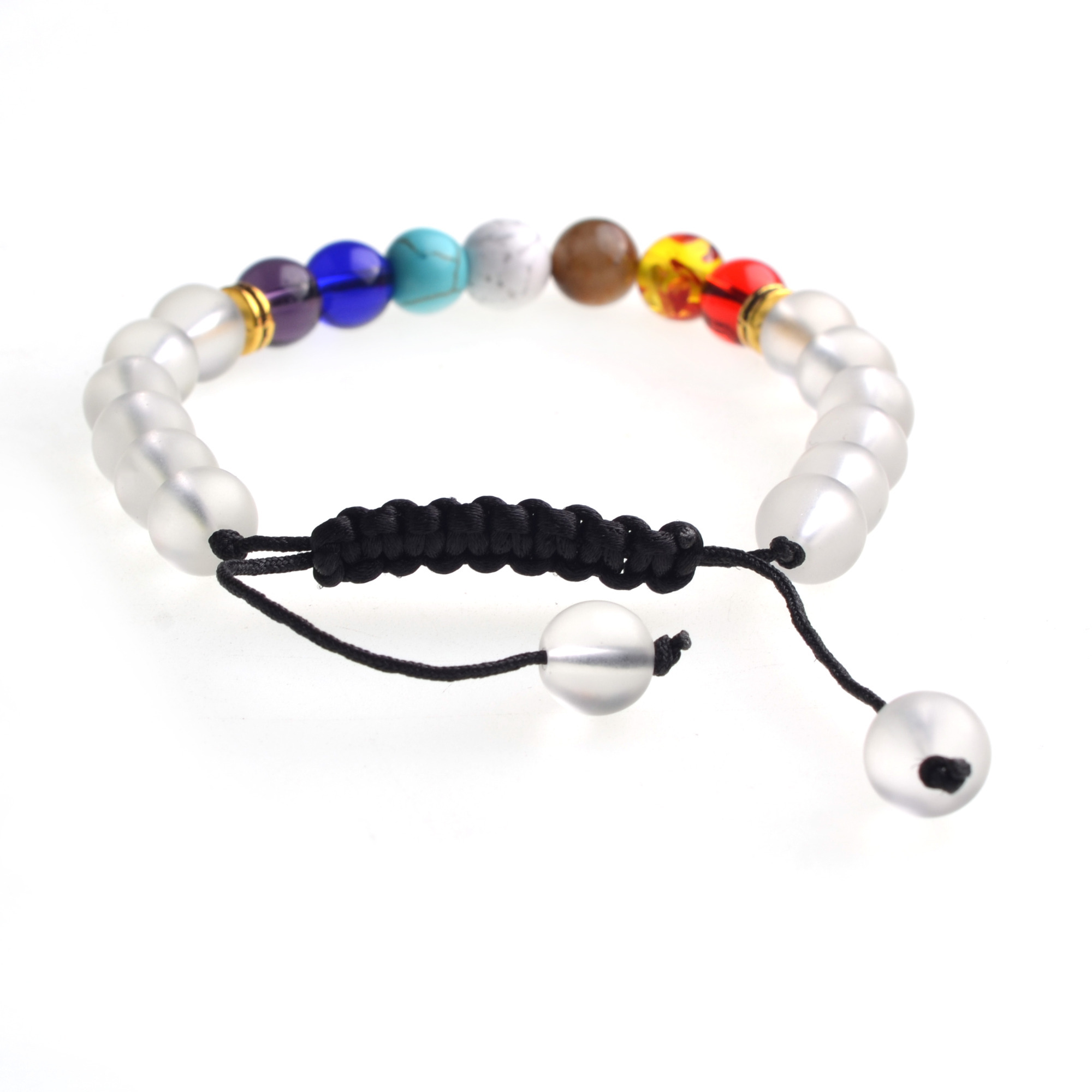 Natural Stone Agate Lava Stone 8mm Energy Volcanic Stone Couples Colorful Buddha Beads Hand String Bracelet Tide