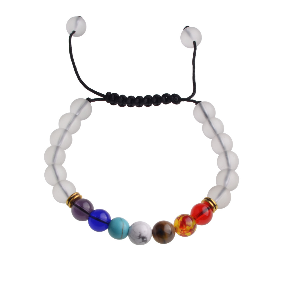 Natural Stone Agate Lava Stone 8mm Energy Volcanic Stone Couples Colorful Buddha Beads Hand String Bracelet Tide