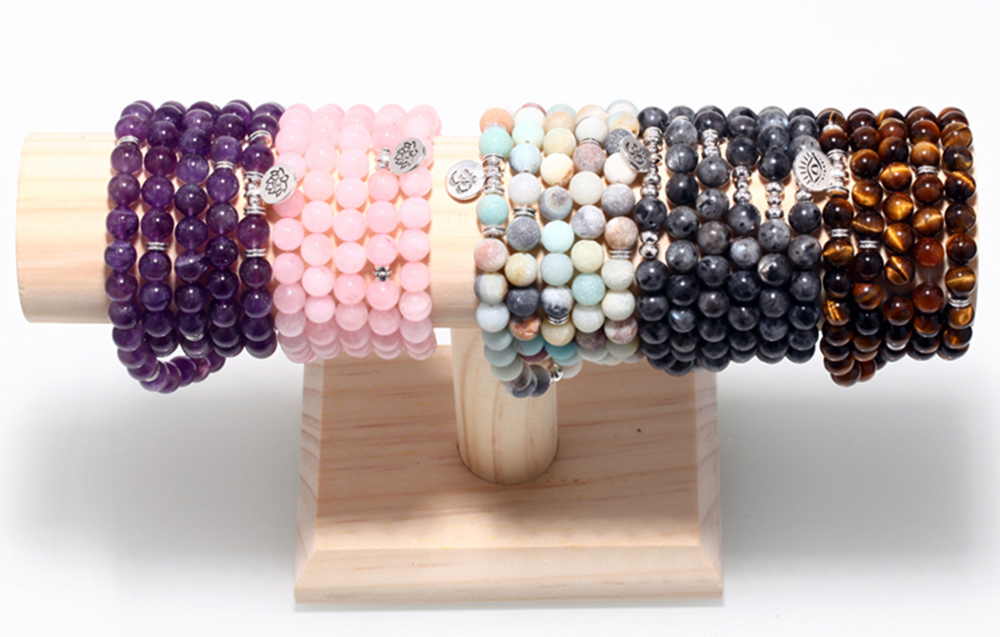 Fashion 108 Seven Chakras Tiger's Eye Stone Bracelet Natural energetic Jewelry