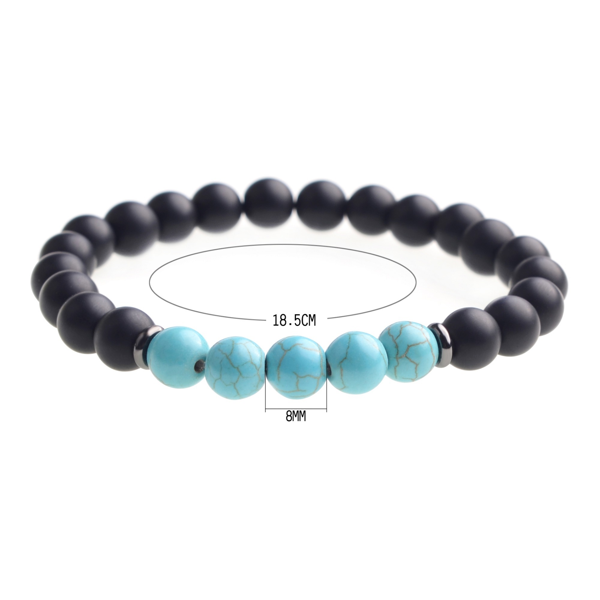 8mm Matte Black Onyx Beads Bracelet Men Strand Bracelets for Charm Jewelry