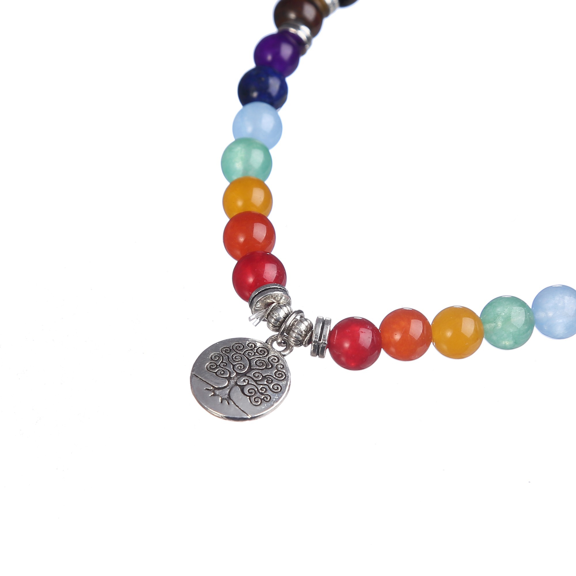 Fashion 108 Seven Chakras Tiger's Eye Stone Bracelet Natural energetic Jewelry
