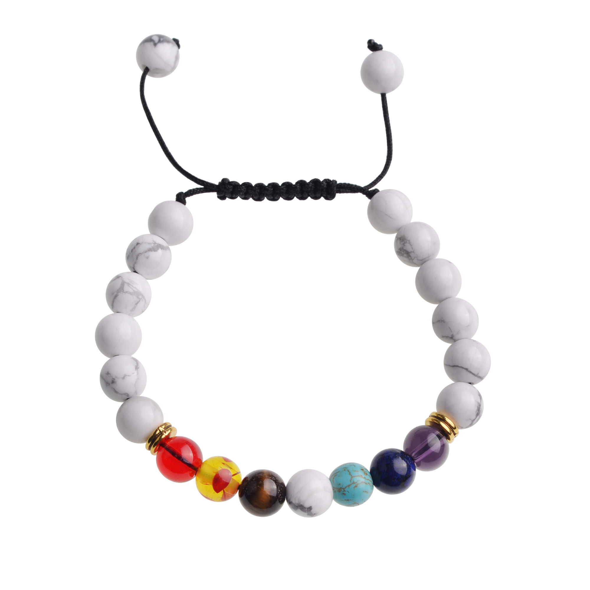 Natural Stone Agate Lava Stone 8mm Energy Volcanic Stone Couples Colorful Buddha Beads Hand String Bracelet Tide