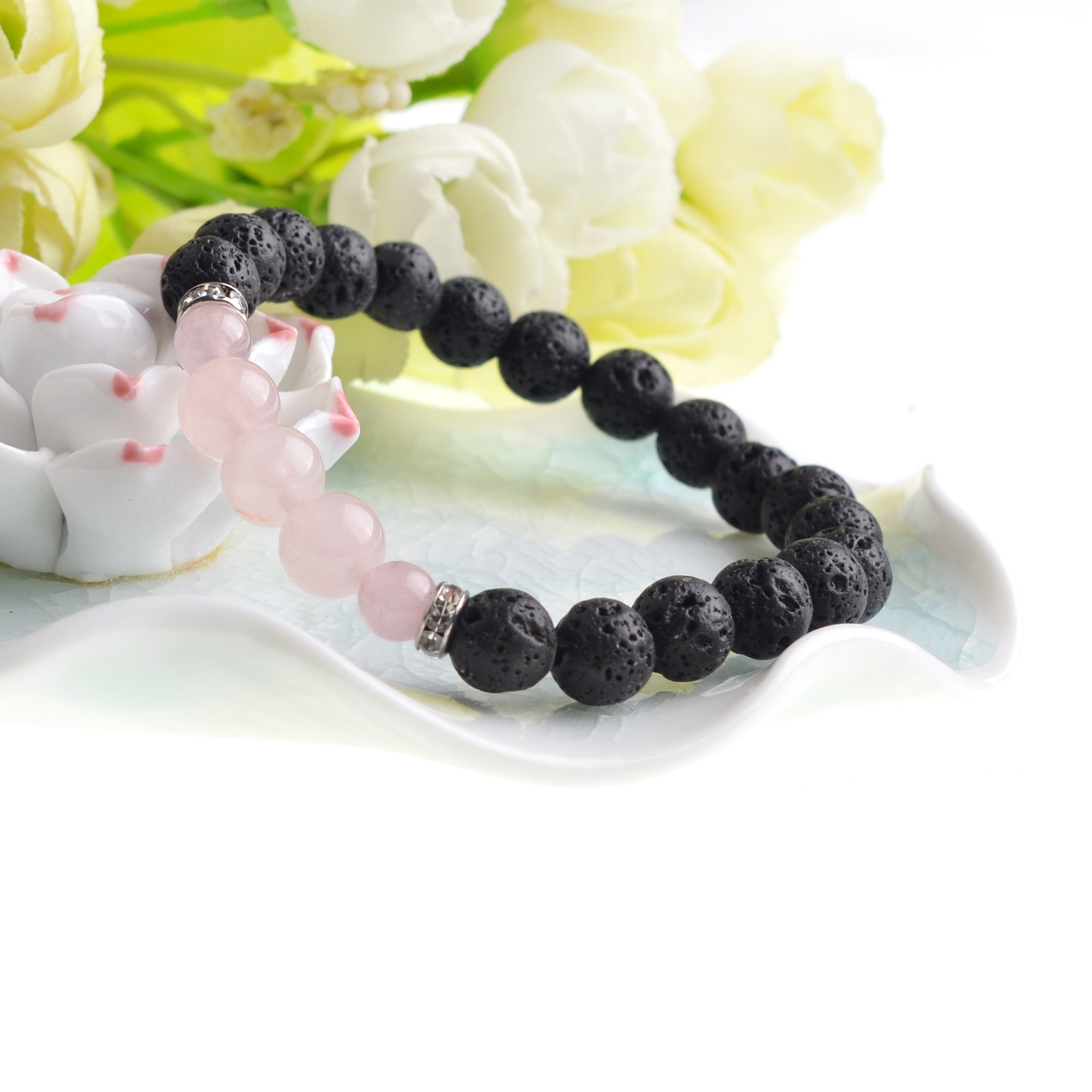 8MM &10MM	Lava Stone Beads Natural Stone Bracelet, Men Jewelry, Stretch Yoga Bracelet