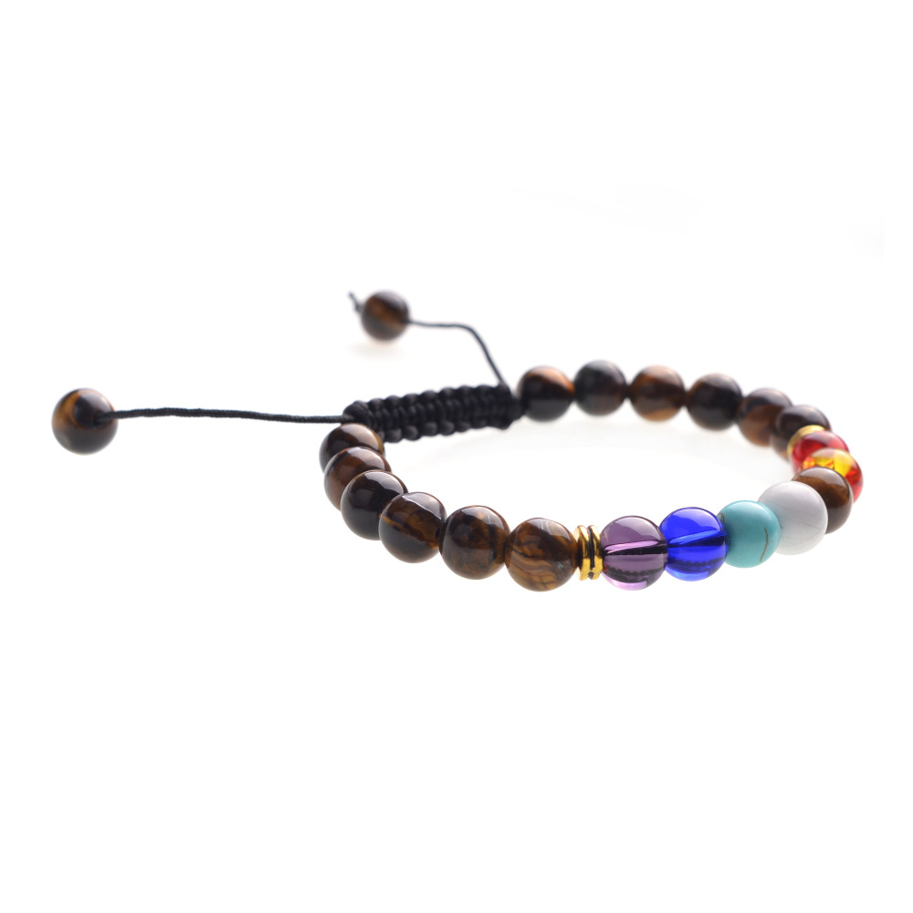 Natural Stone Agate Lava Stone 8mm Energy Volcanic Stone Couples Colorful Buddha Beads Hand String Bracelet Tide