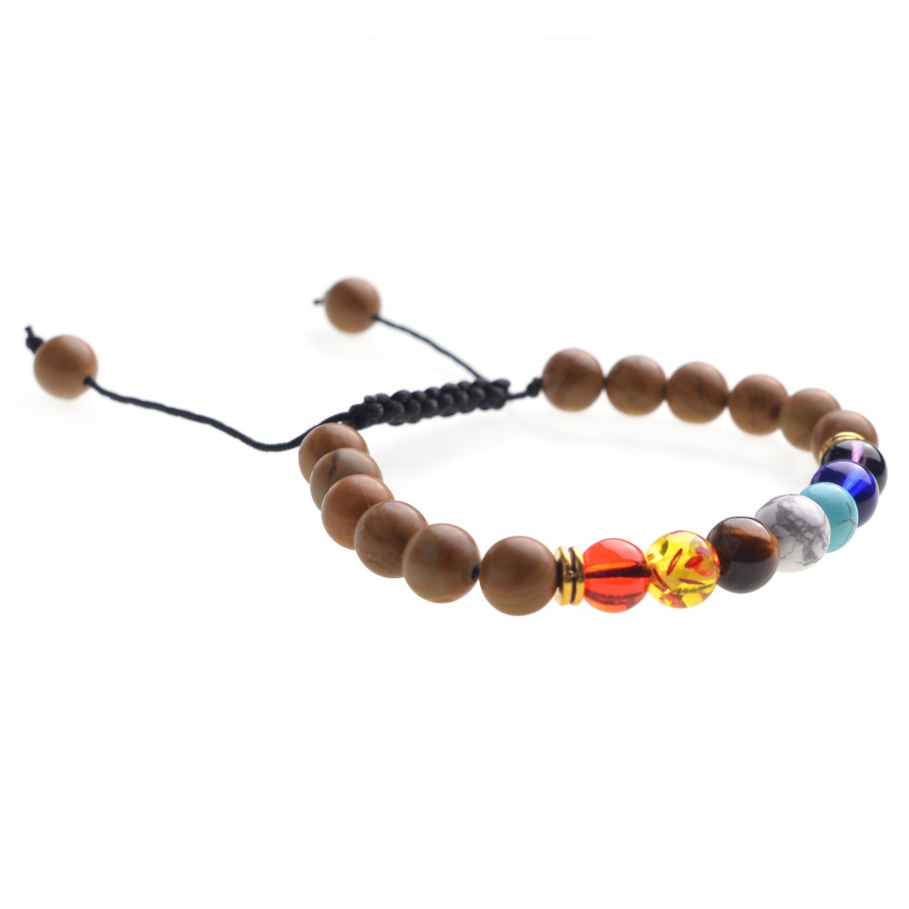 Natural Stone Agate Lava Stone 8mm Energy Volcanic Stone Couples Colorful Buddha Beads Hand String Bracelet Tide
