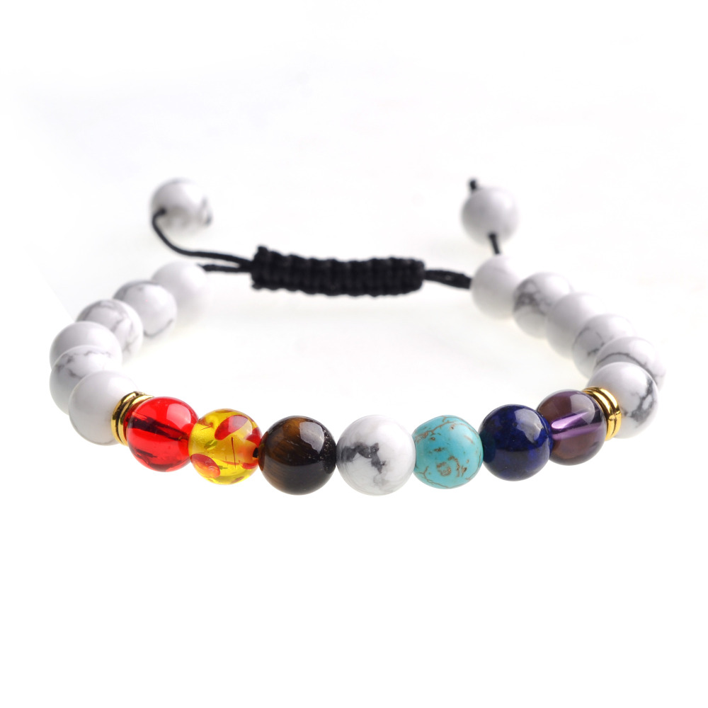 Natural Stone Agate Lava Stone 8mm Energy Volcanic Stone Couples Colorful Buddha Beads Hand String Bracelet Tide