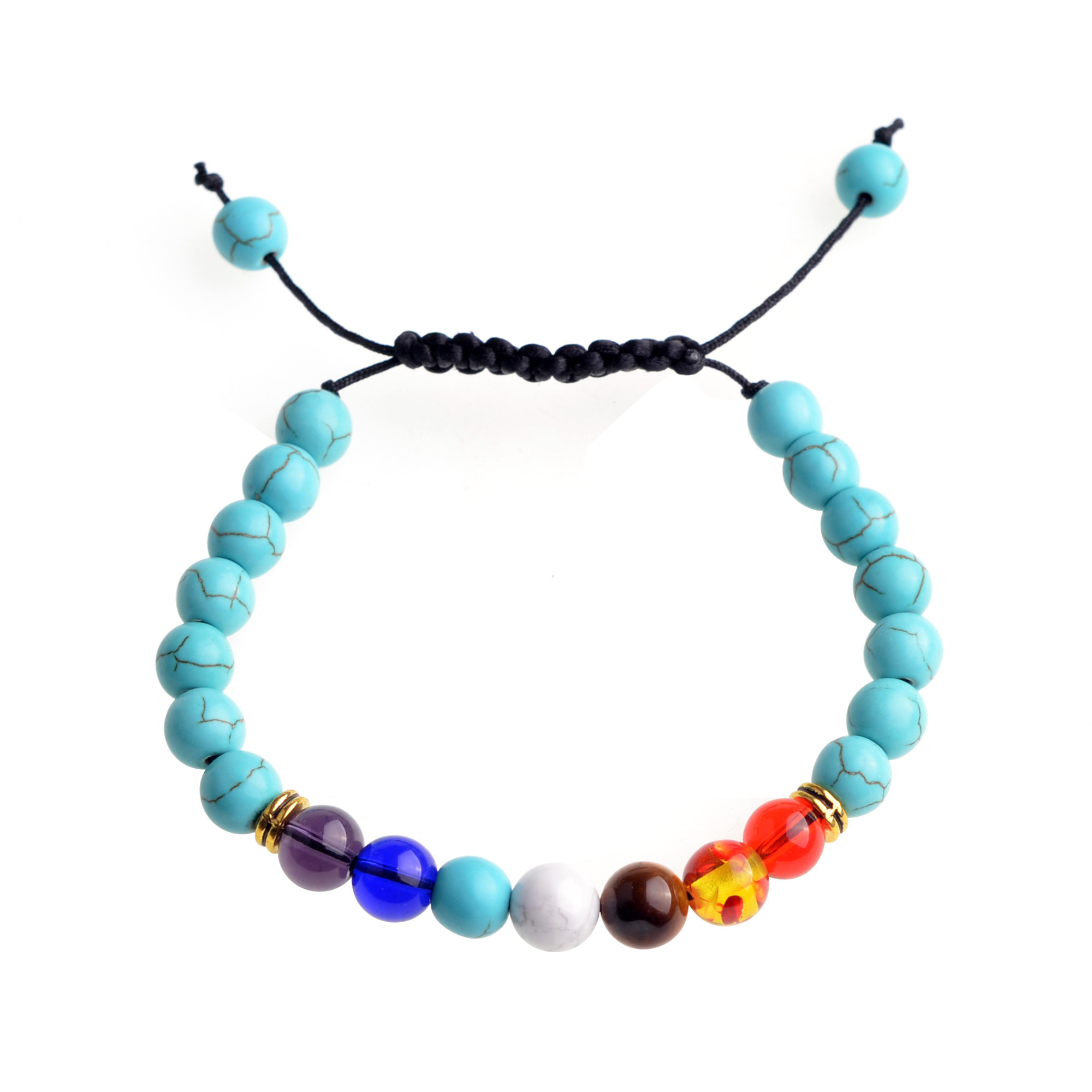 Natural Stone Agate Lava Stone 8mm Energy Volcanic Stone Couples Colorful Buddha Beads Hand String Bracelet Tide