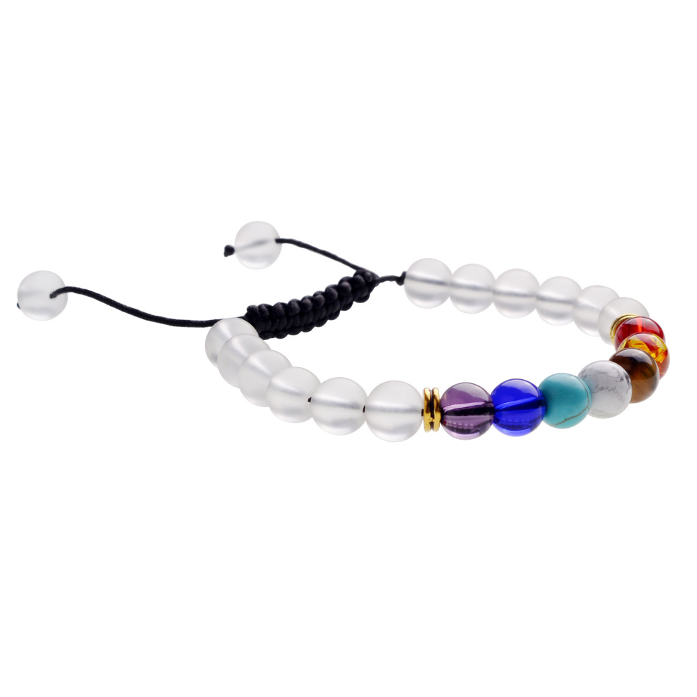 Natural Stone Agate Lava Stone 8mm Energy Volcanic Stone Couples Colorful Buddha Beads Hand String Bracelet Tide