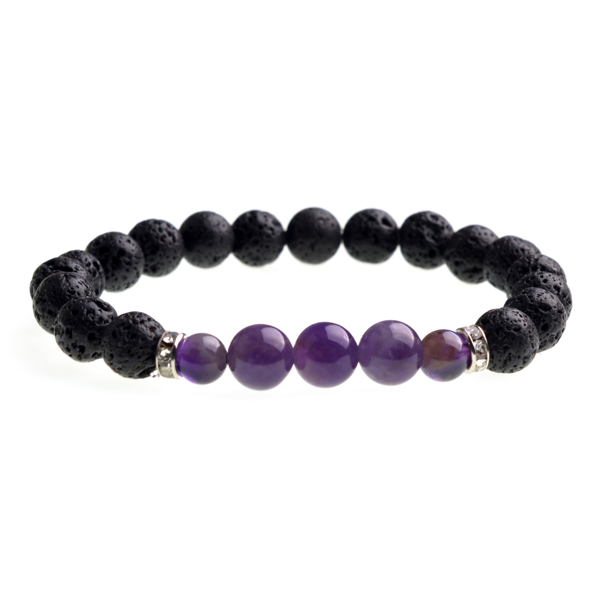 8MM &10MM	Lava Stone Beads Natural Stone Bracelet, Men Jewelry, Stretch Yoga Bracelet