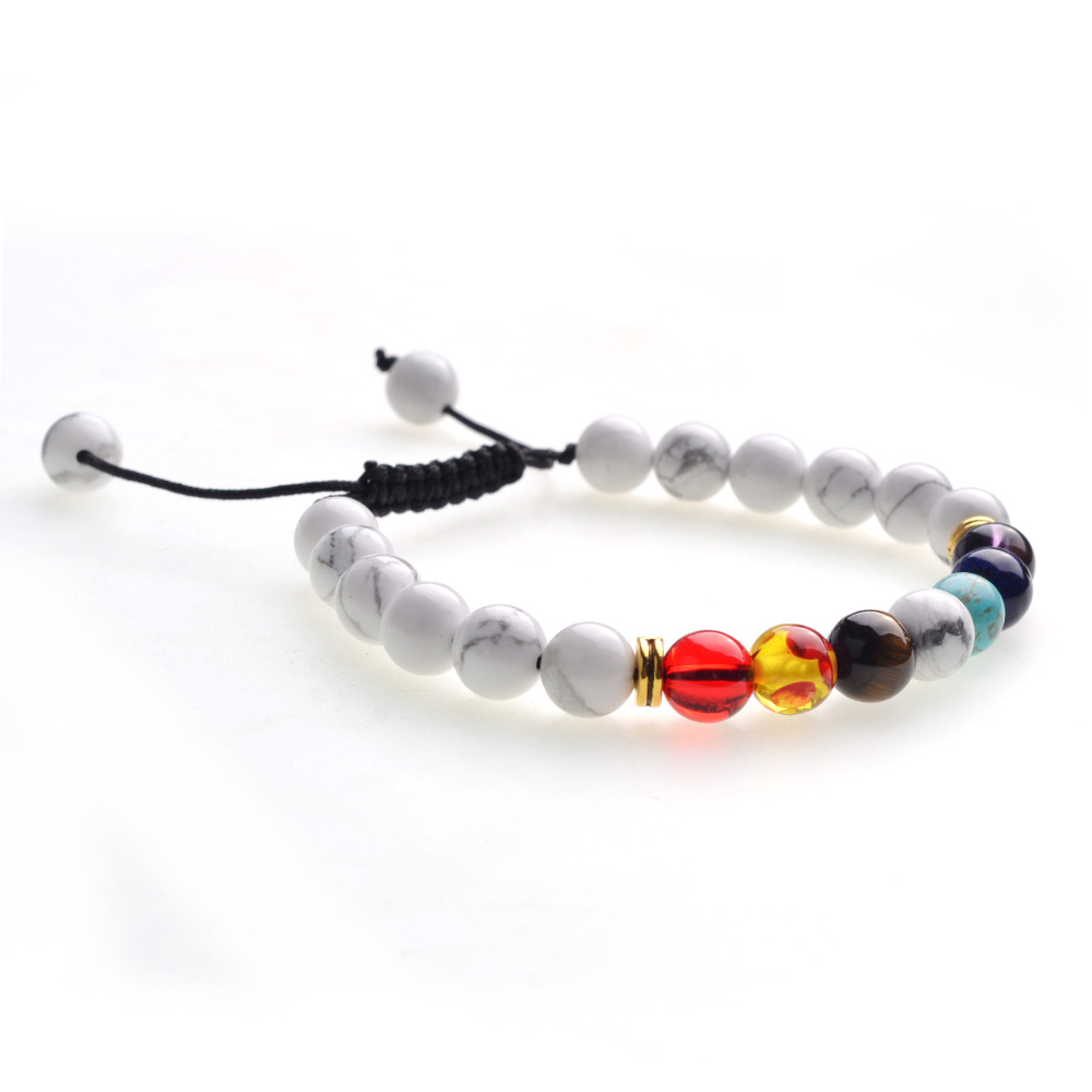 Natural Stone Agate Lava Stone 8mm Energy Volcanic Stone Couples Colorful Buddha Beads Hand String Bracelet Tide