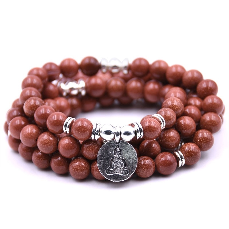 Fashion 108 Seven Chakras Tiger's Eye Stone Bracelet Natural energetic Jewelry