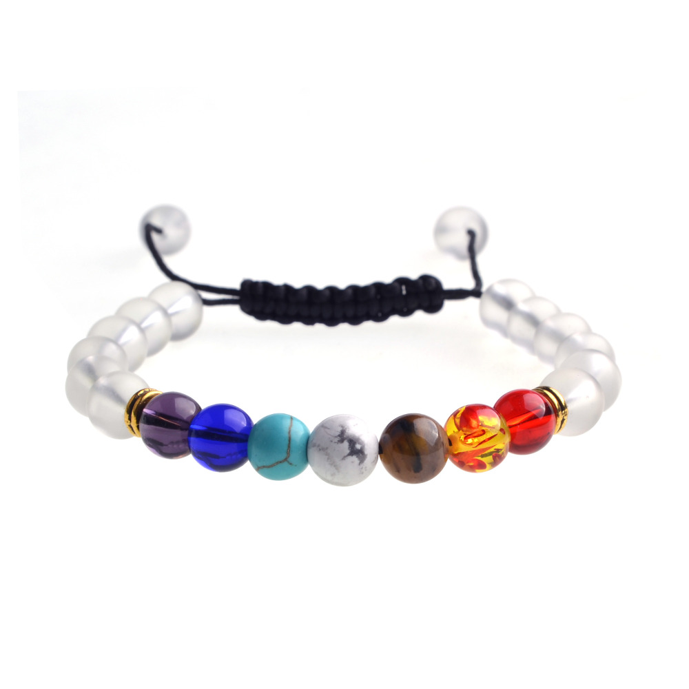 Natural Stone Agate Lava Stone 8mm Energy Volcanic Stone Couples Colorful Buddha Beads Hand String Bracelet Tide