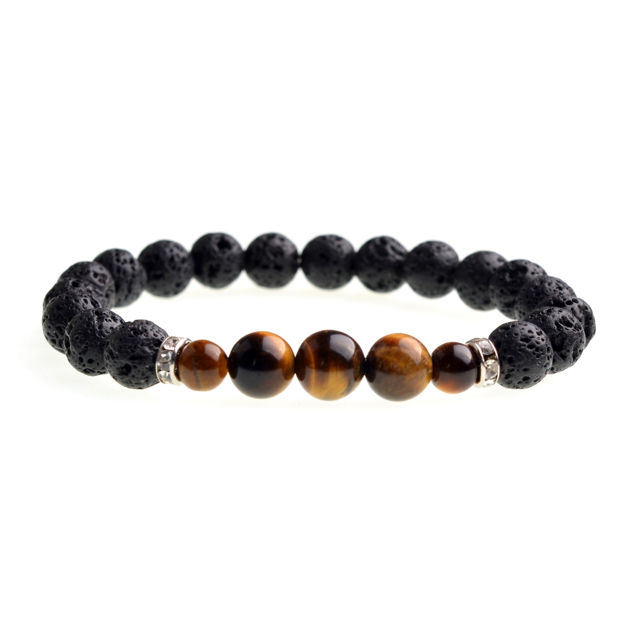 8MM &10MM	Lava Stone Beads Natural Stone Bracelet, Men Jewelry, Stretch Yoga Bracelet