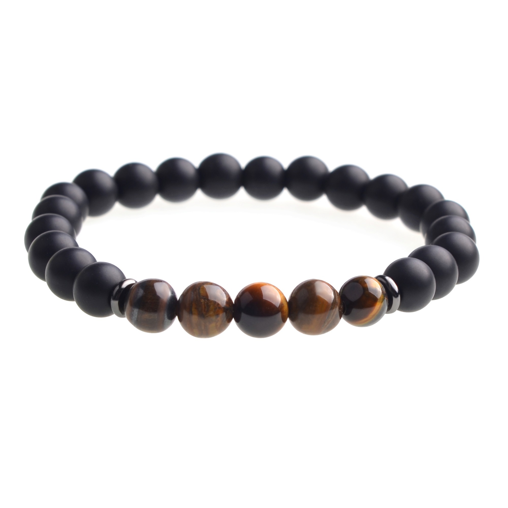 8mm Matte Black Onyx Beads Bracelet Men Strand Bracelets for Charm Jewelry