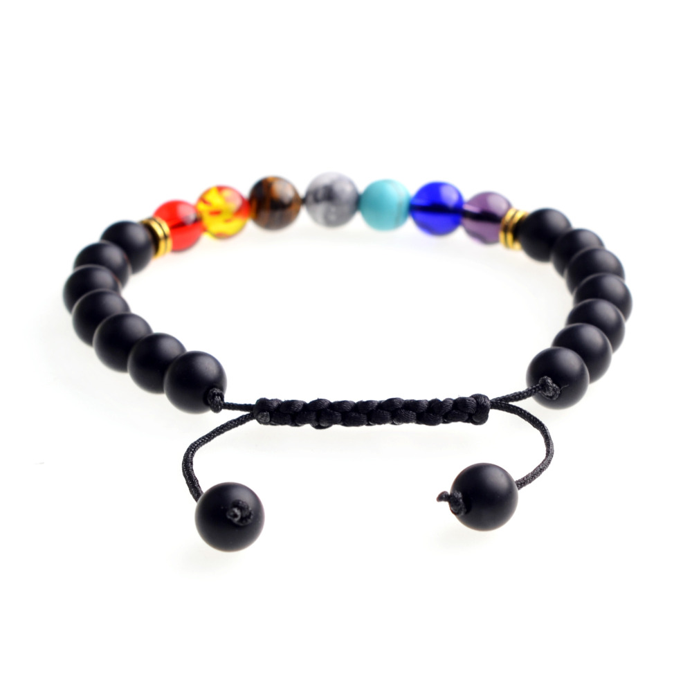 Natural Stone Agate Lava Stone 8mm Energy Volcanic Stone Couples Colorful Buddha Beads Hand String Bracelet Tide