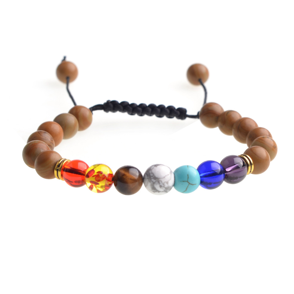 Natural Stone Agate Lava Stone 8mm Energy Volcanic Stone Couples Colorful Buddha Beads Hand String Bracelet Tide