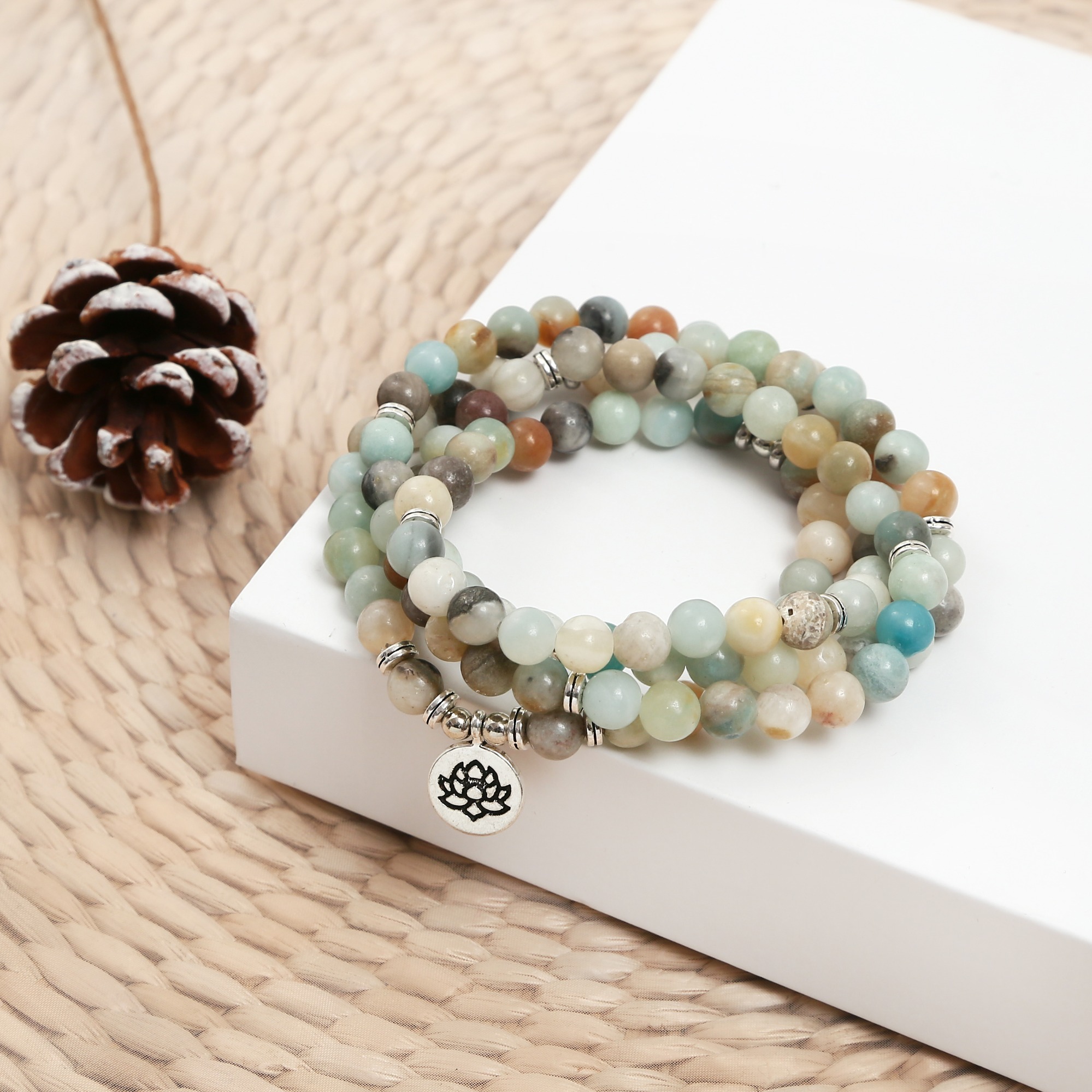 Fashion 108 Seven Chakras Tiger's Eye Stone Bracelet Natural energetic Jewelry