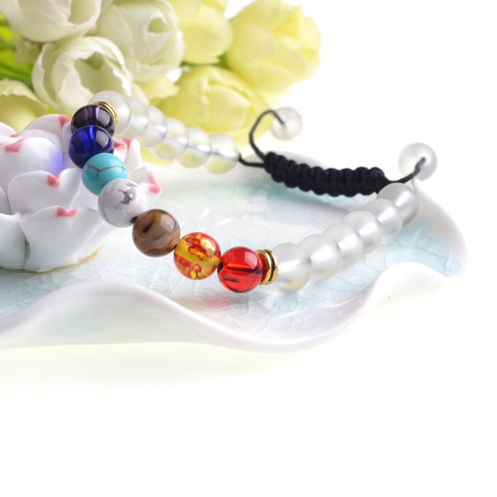 Natural Stone Agate Lava Stone 8mm Energy Volcanic Stone Couples Colorful Buddha Beads Hand String Bracelet Tide
