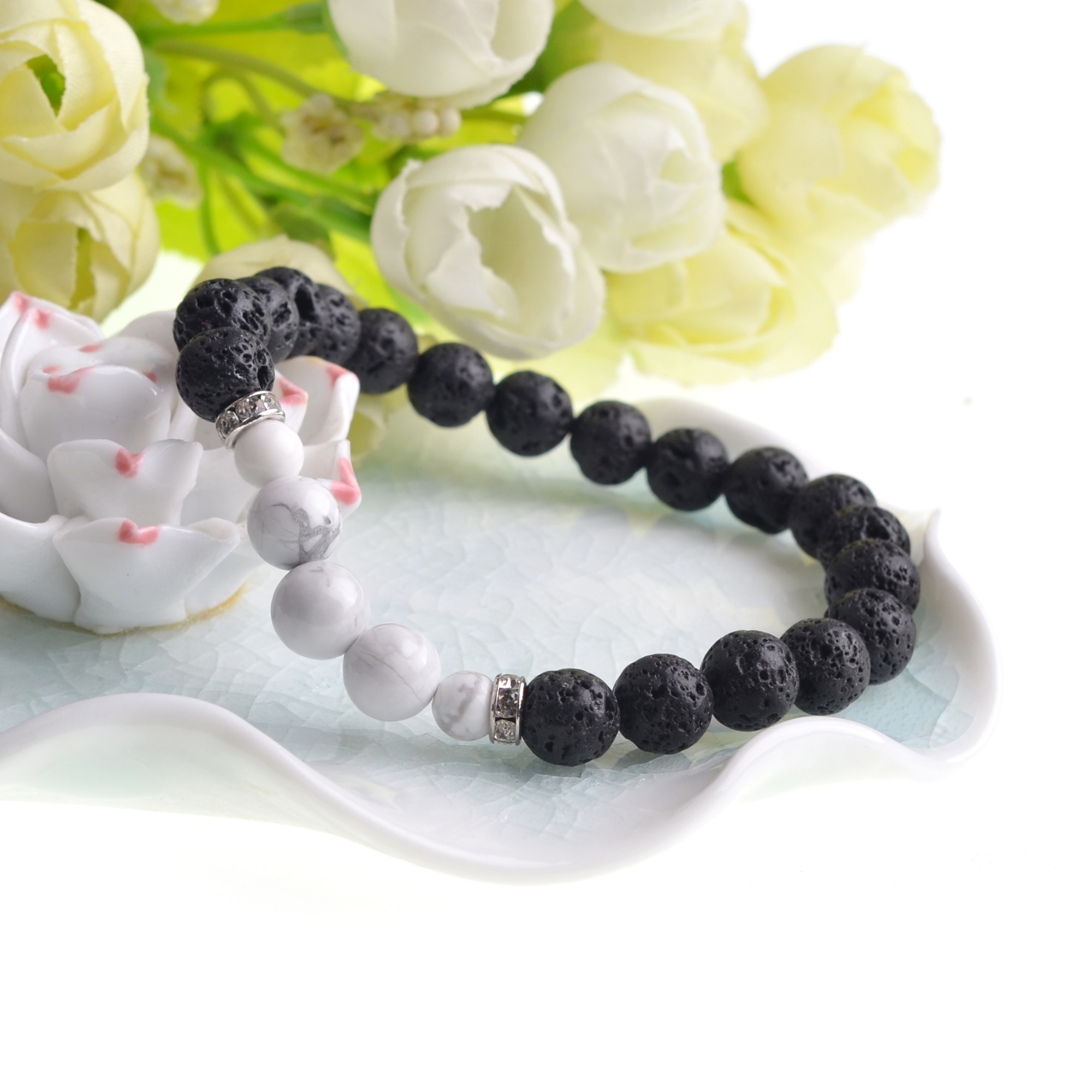 8MM &10MM	Lava Stone Beads Natural Stone Bracelet, Men Jewelry, Stretch Yoga Bracelet