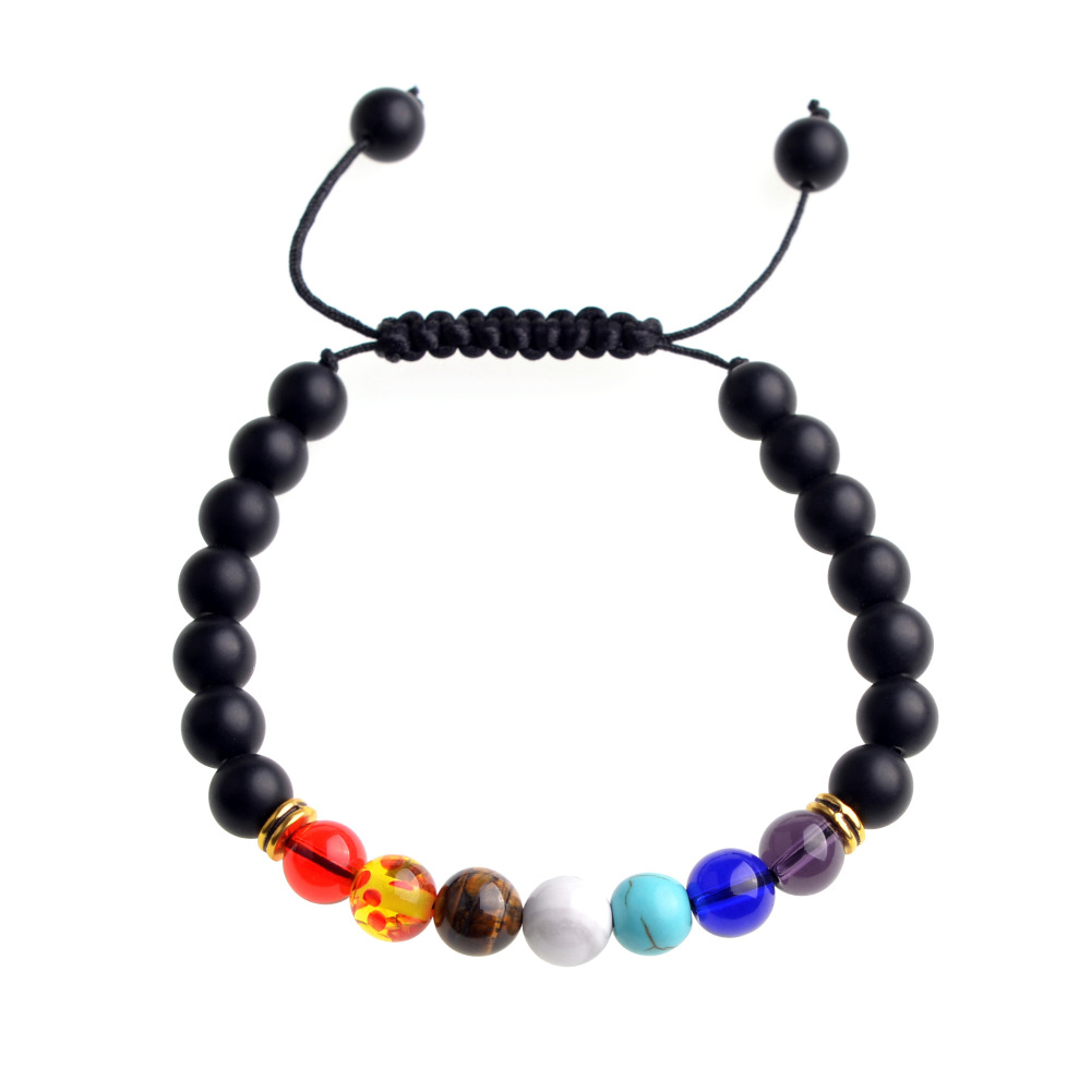 Natural Stone Agate Lava Stone 8mm Energy Volcanic Stone Couples Colorful Buddha Beads Hand String Bracelet Tide
