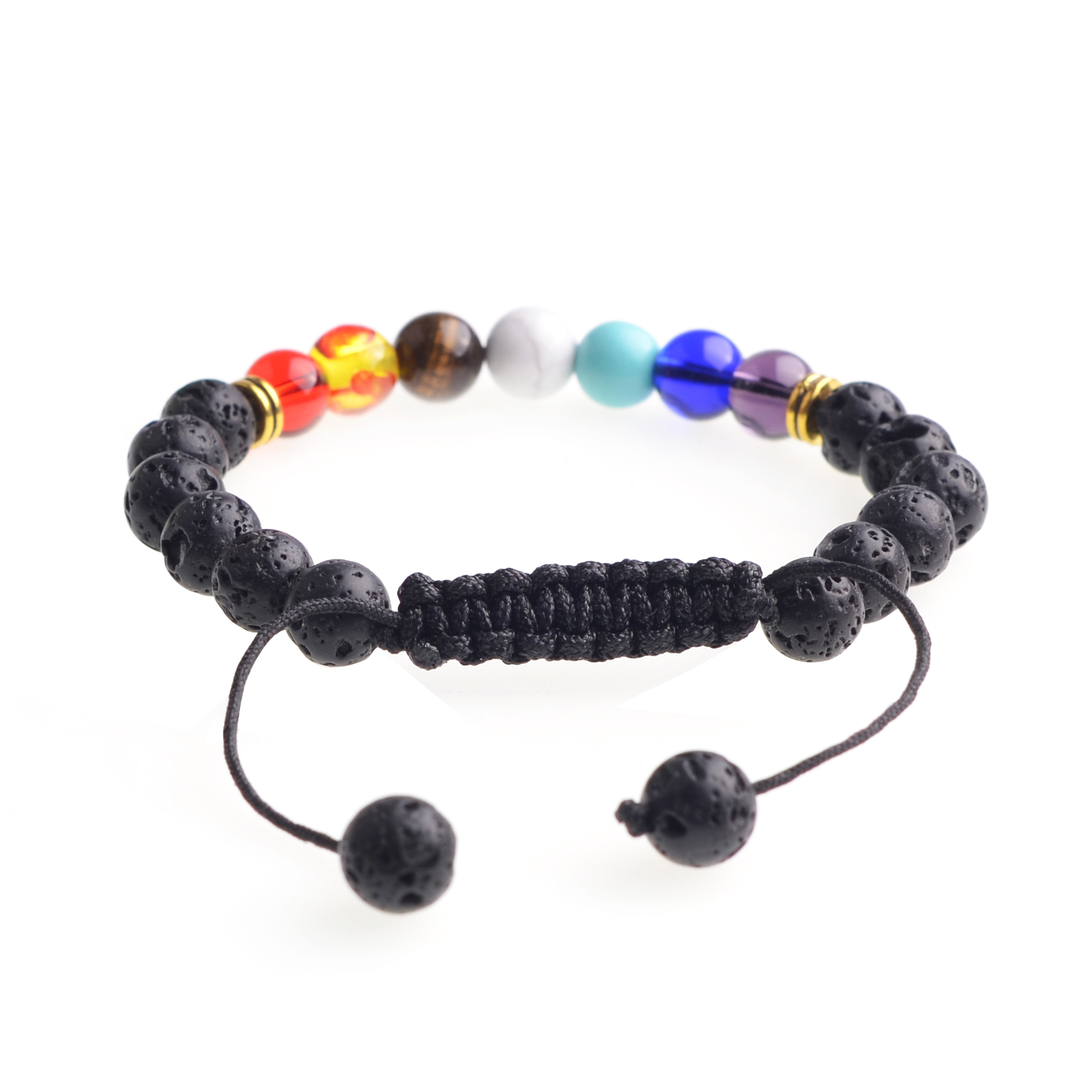 Natural Stone Agate Lava Stone 8mm Energy Volcanic Stone Couples Colorful Buddha Beads Hand String Bracelet Tide