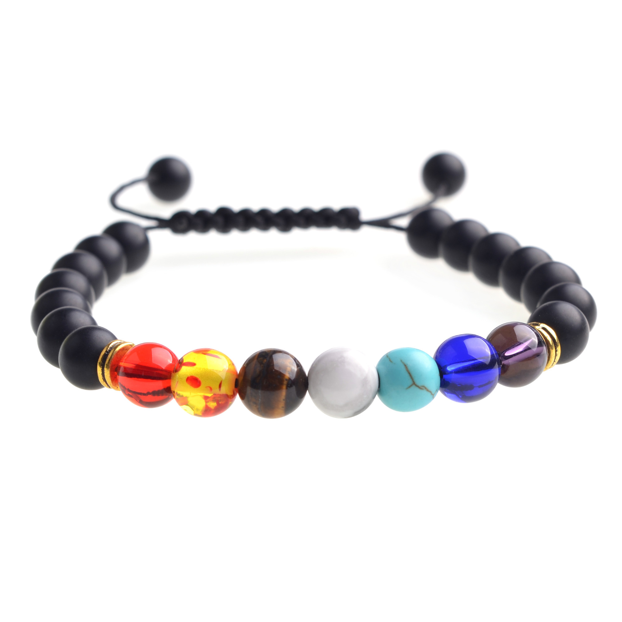 Natural Stone Agate Lava Stone 8mm Energy Volcanic Stone Couples Colorful Buddha Beads Hand String Bracelet Tide