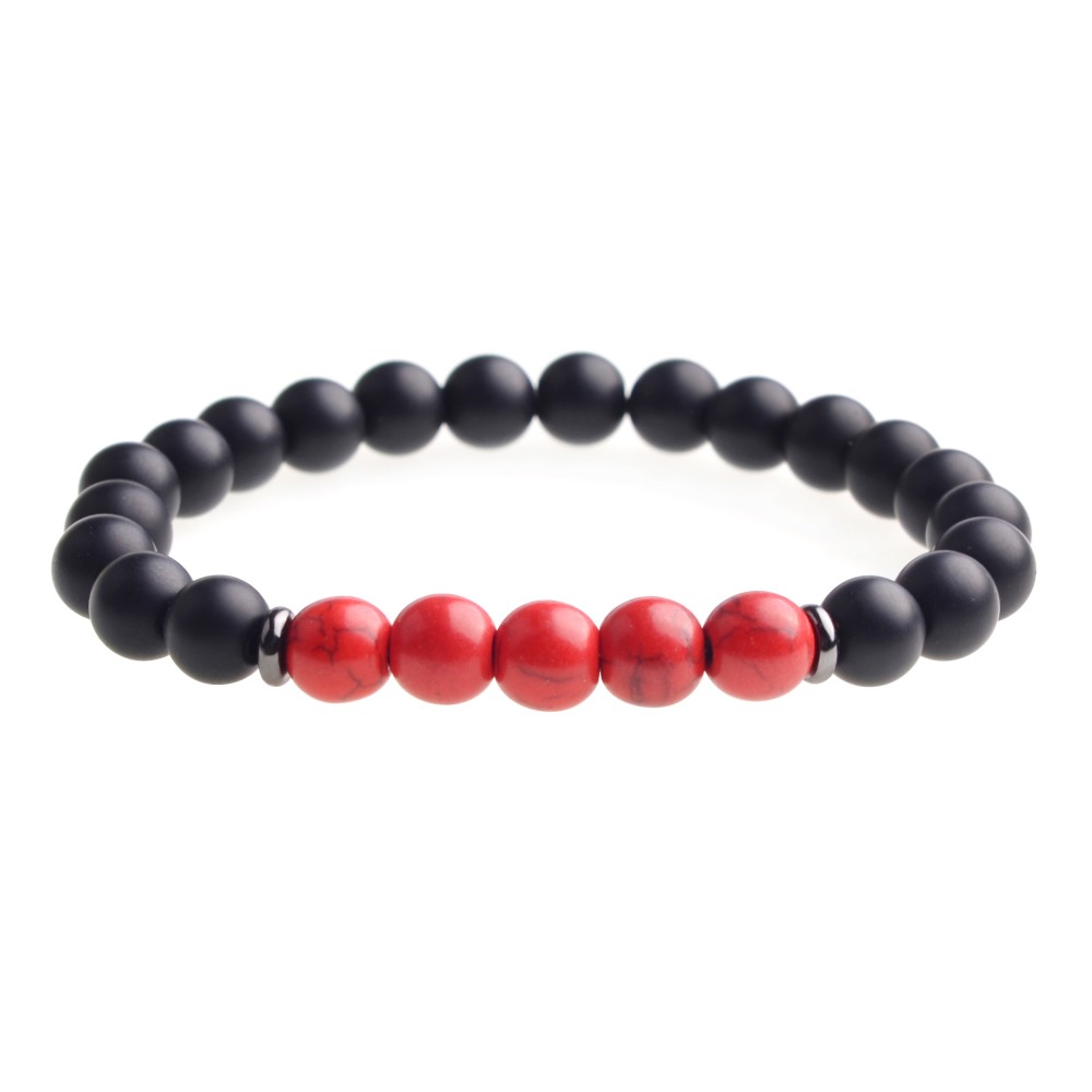 8mm Matte Black Onyx Beads Bracelet Men Strand Bracelets for Charm Jewelry