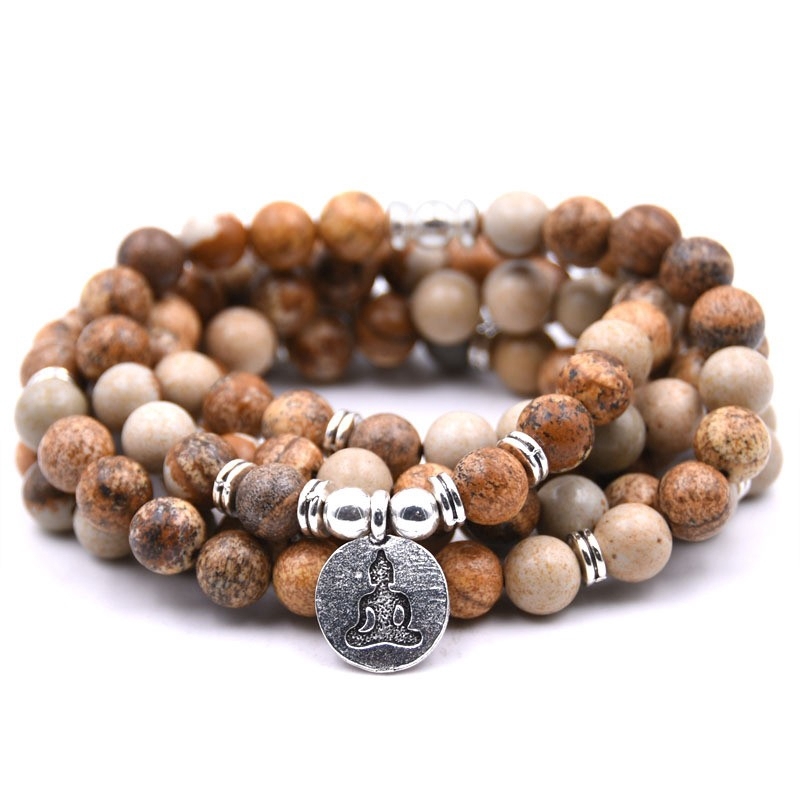 Fashion 108 Seven Chakras Tiger's Eye Stone Bracelet Natural energetic Jewelry