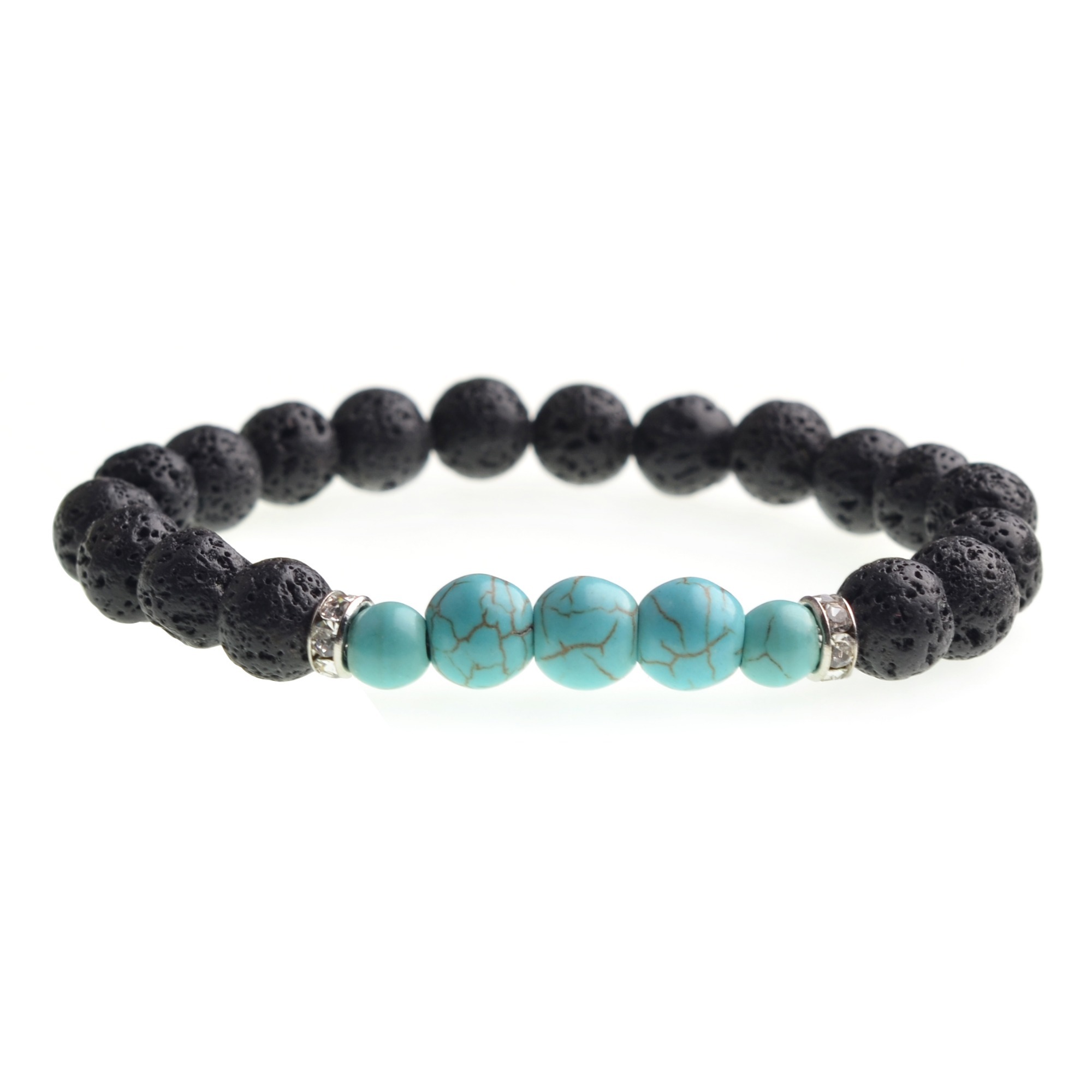 8MM &10MM	Lava Stone Beads Natural Stone Bracelet, Men Jewelry, Stretch Yoga Bracelet