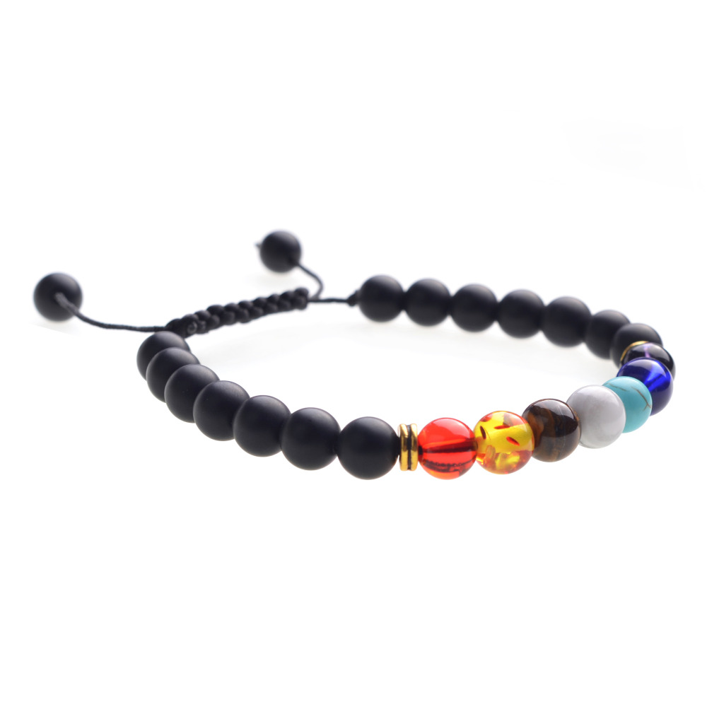 Natural Stone Agate Lava Stone 8mm Energy Volcanic Stone Couples Colorful Buddha Beads Hand String Bracelet Tide