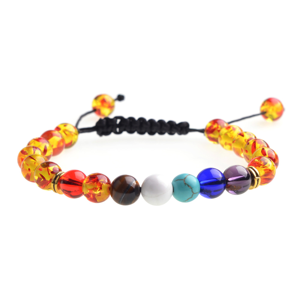 Natural Stone Agate Lava Stone 8mm Energy Volcanic Stone Couples Colorful Buddha Beads Hand String Bracelet Tide