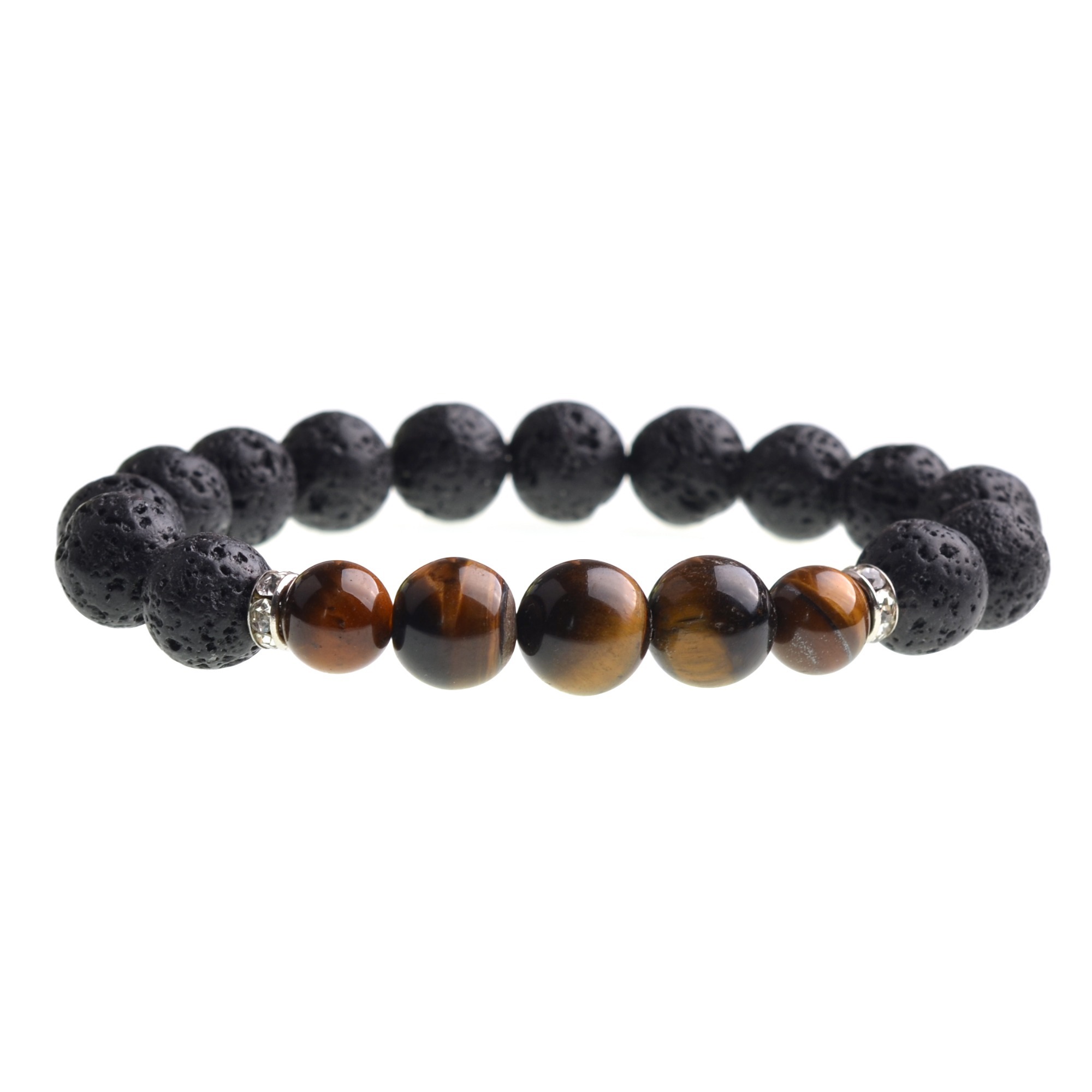 8MM &10MM	Lava Stone Beads Natural Stone Bracelet, Men Jewelry, Stretch Yoga Bracelet