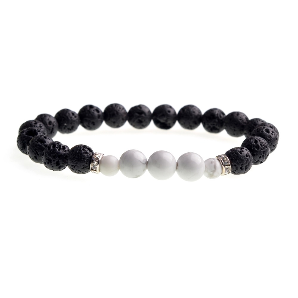 8MM &10MM	Lava Stone Beads Natural Stone Bracelet, Men Jewelry, Stretch Yoga Bracelet