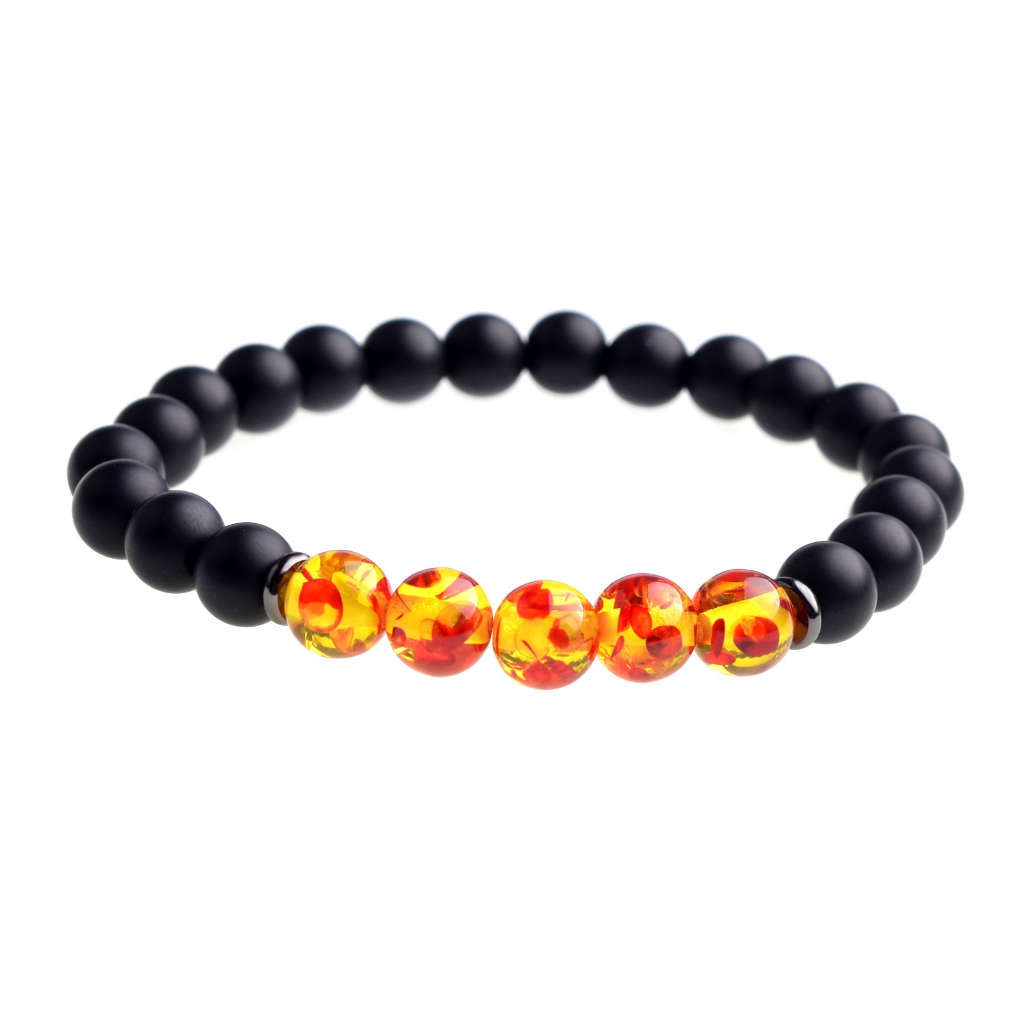 8mm Matte Black Onyx Beads Bracelet Men Strand Bracelets for Charm Jewelry