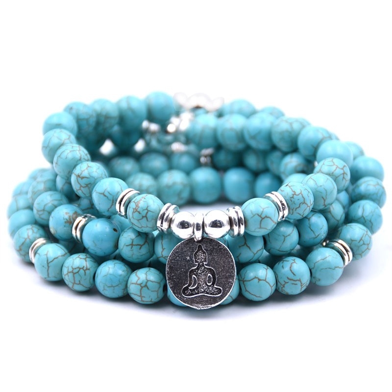 Fashion 108 Seven Chakras Tiger's Eye Stone Bracelet Natural energetic Jewelry