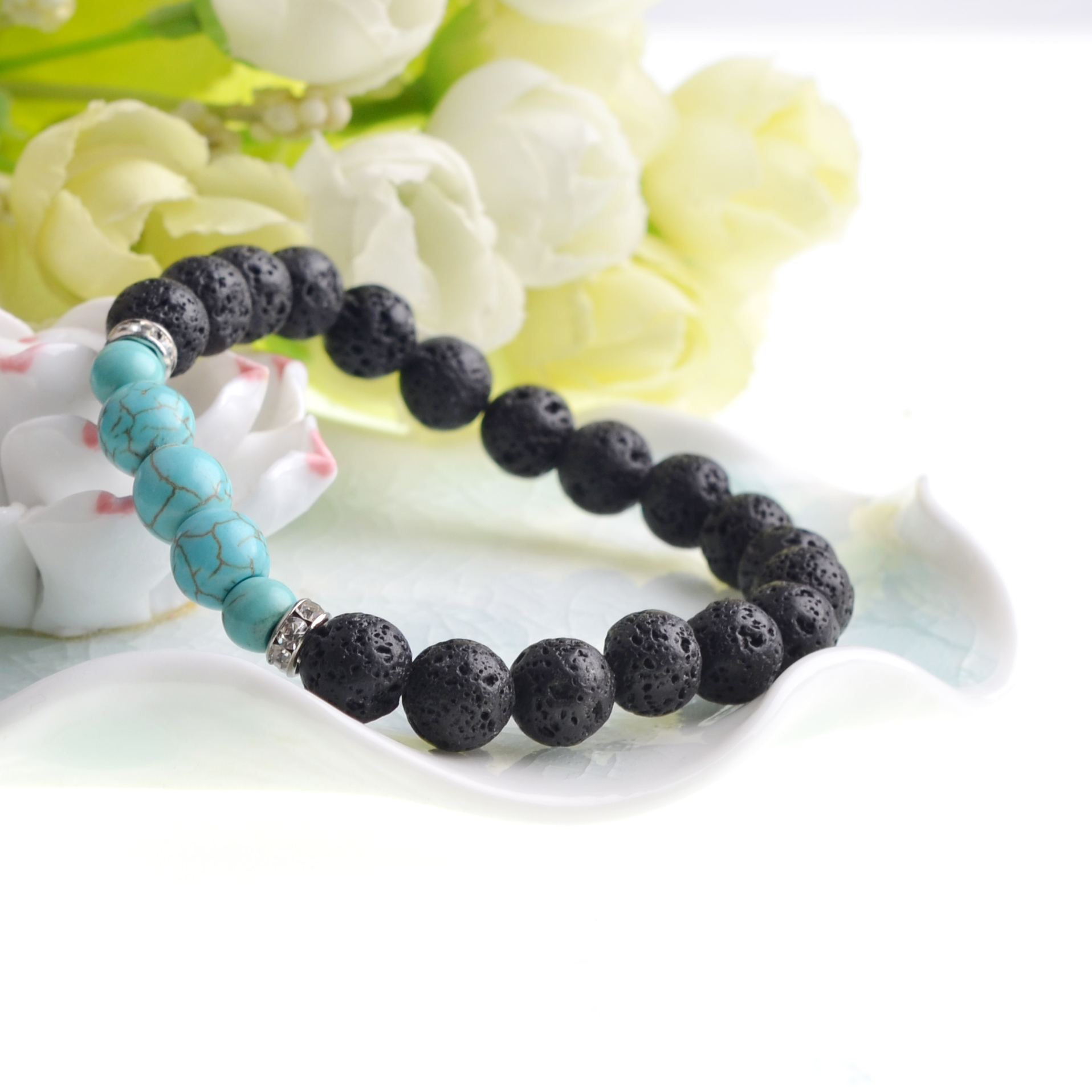 8MM &10MM	Lava Stone Beads Natural Stone Bracelet, Men Jewelry, Stretch Yoga Bracelet