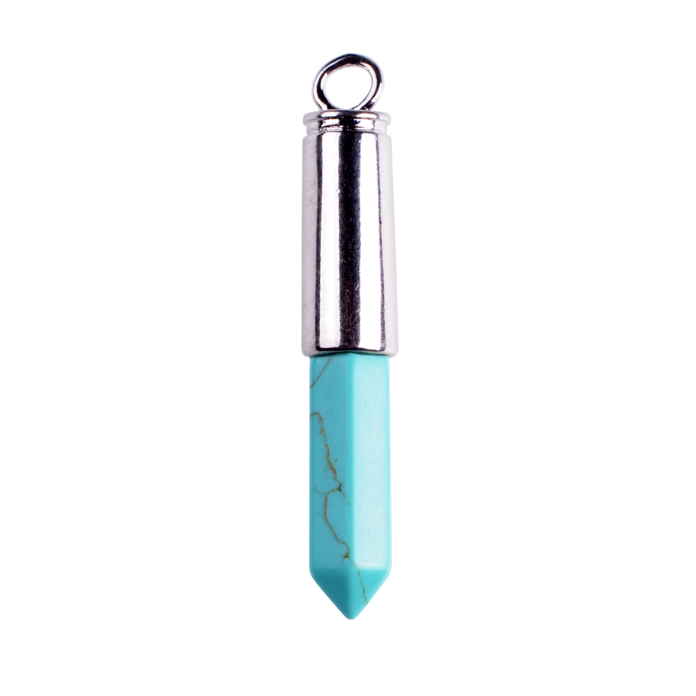 Natural Agate Stone Bullet Chakra Healing Gemstone Pendant Necklace