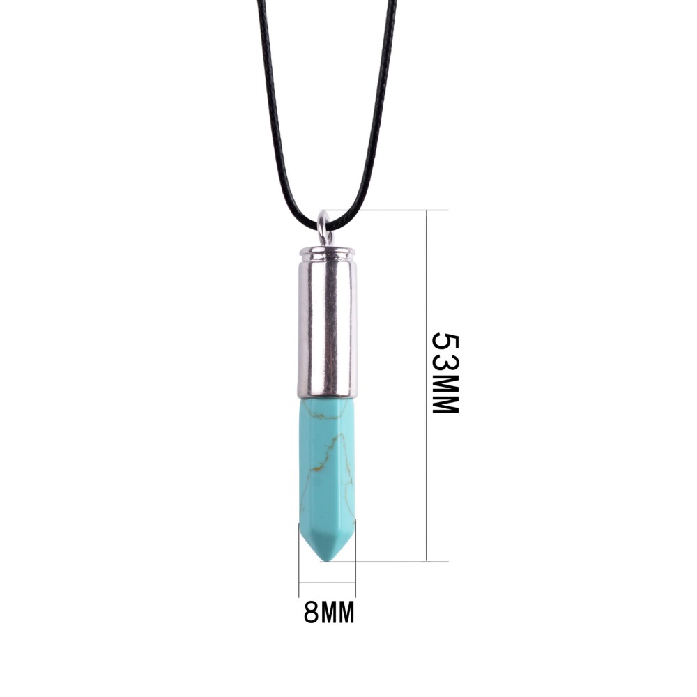 Natural Agate Stone Bullet Chakra Healing Gemstone Pendant Necklace