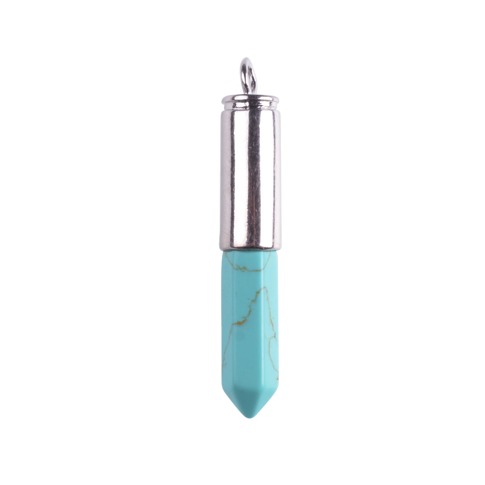 Natural Agate Stone Bullet Chakra Healing Gemstone Pendant Necklace