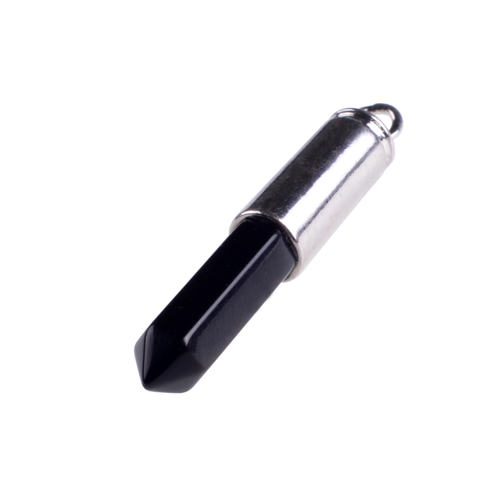 Natural Agate Stone Bullet Chakra Healing Gemstone Pendant Necklace