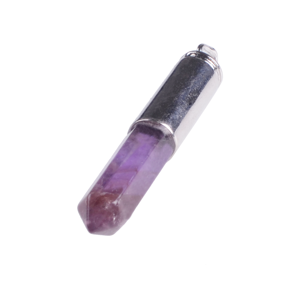 Natural Agate Stone Bullet Chakra Healing Gemstone Pendant Necklace