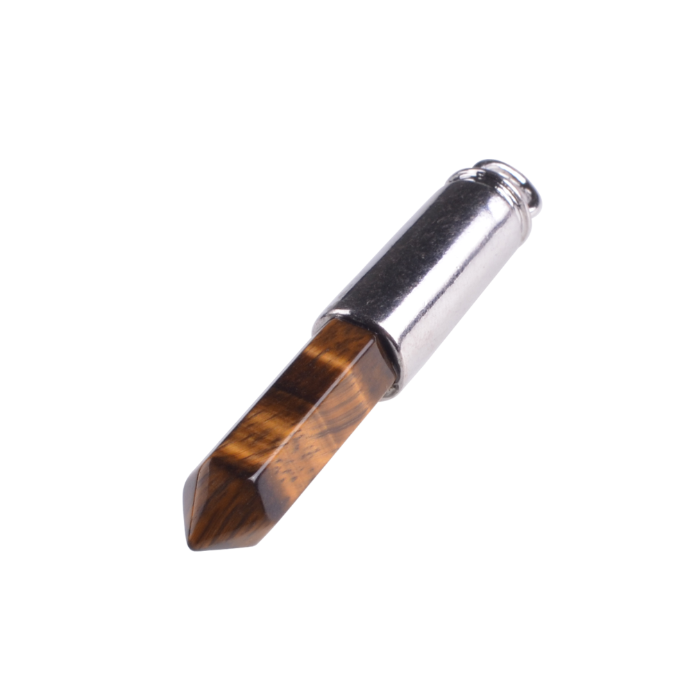 Natural Agate Stone Bullet Chakra Healing Gemstone Pendant Necklace