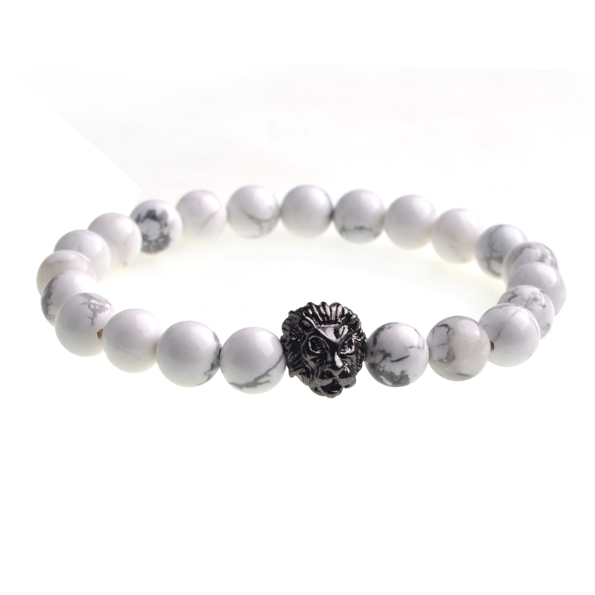 Natural Gemstone Bracelet Lion Head beads Bangles Charm For Men and Women