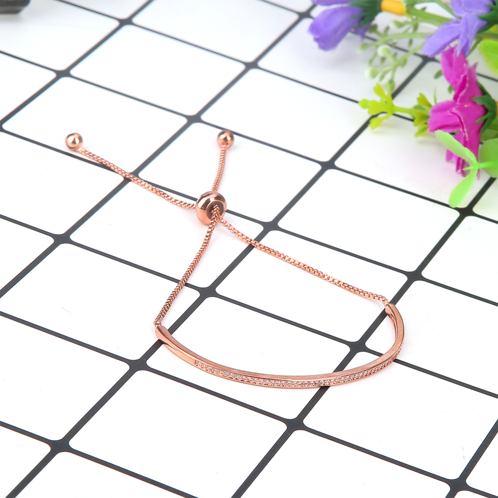 Fashion Alloy Adjustable Charm Bracelet Woman's Simple Diamond-studded Jewelry