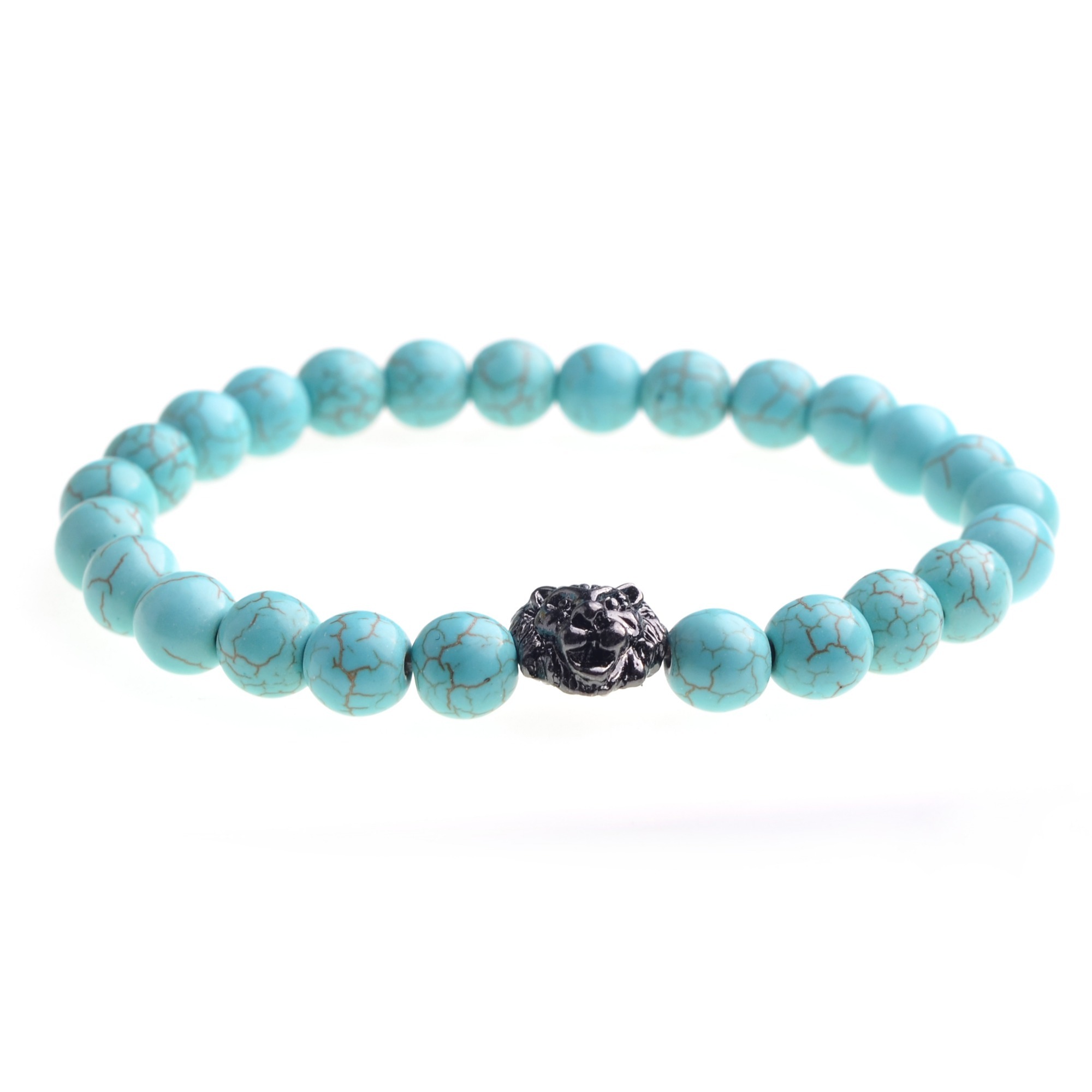 Natural Gemstone Bracelet Lion Head beads Bangles Charm For Men and Women