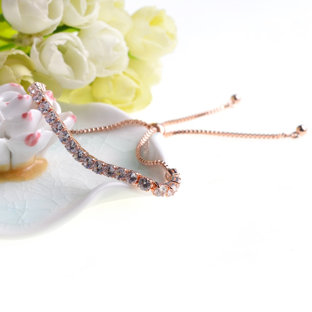 Fashion Alloy Adjustable Charm Bracelet Woman's Simple Diamond-studded Jewelry